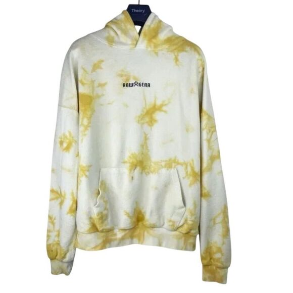 Raw Gear Men’s Tie-Dyed Designer Hoodie RG504 White Gold Size Medium NWT - Picture 1 of 3